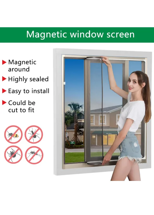 Magnetic Window Screen, Easy Installation, Customizable Size image indicator(2)