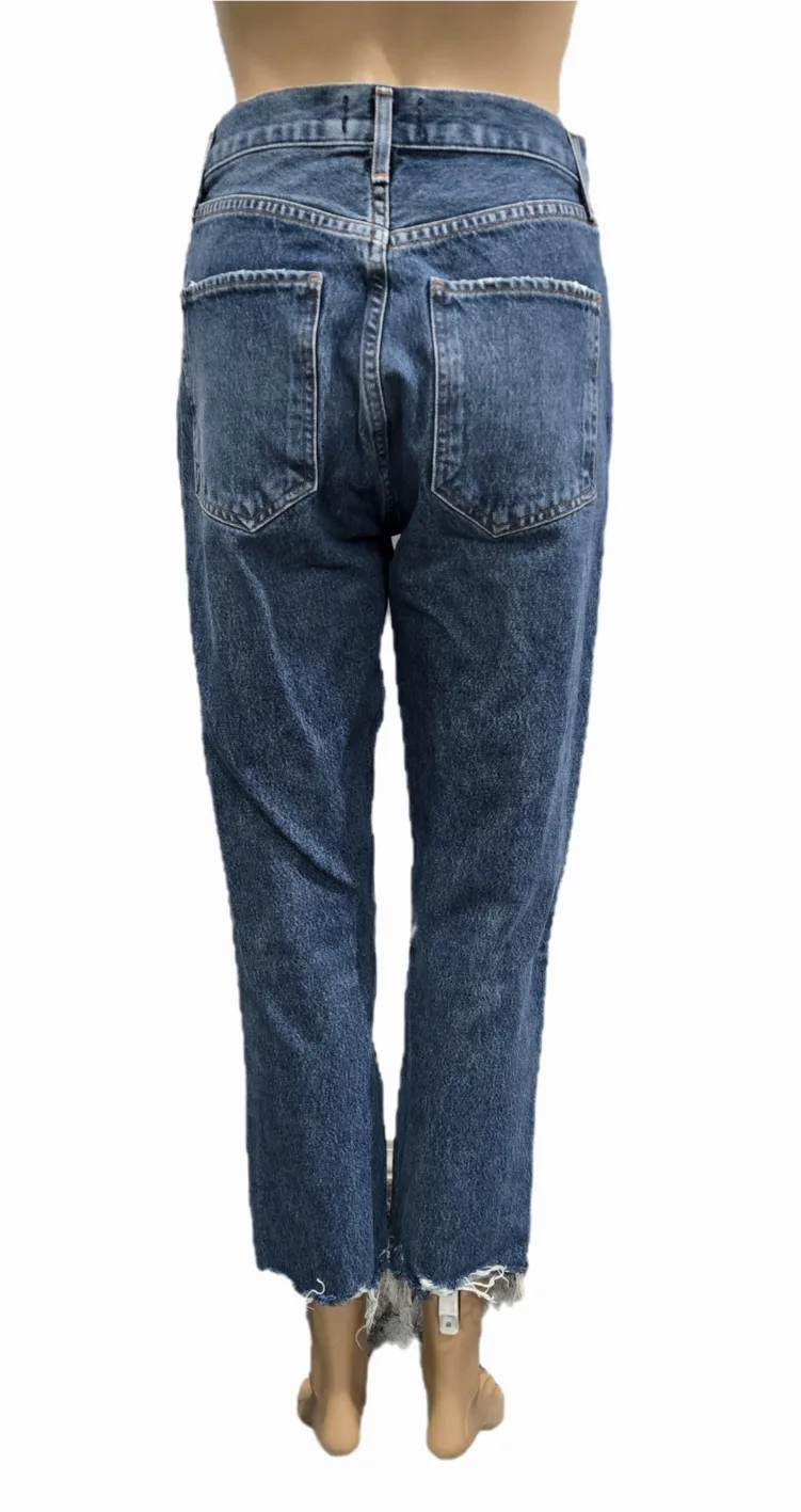 Women's Riley High Rise Distressed Straight Crop in Veto Size 26 image indicator(6)