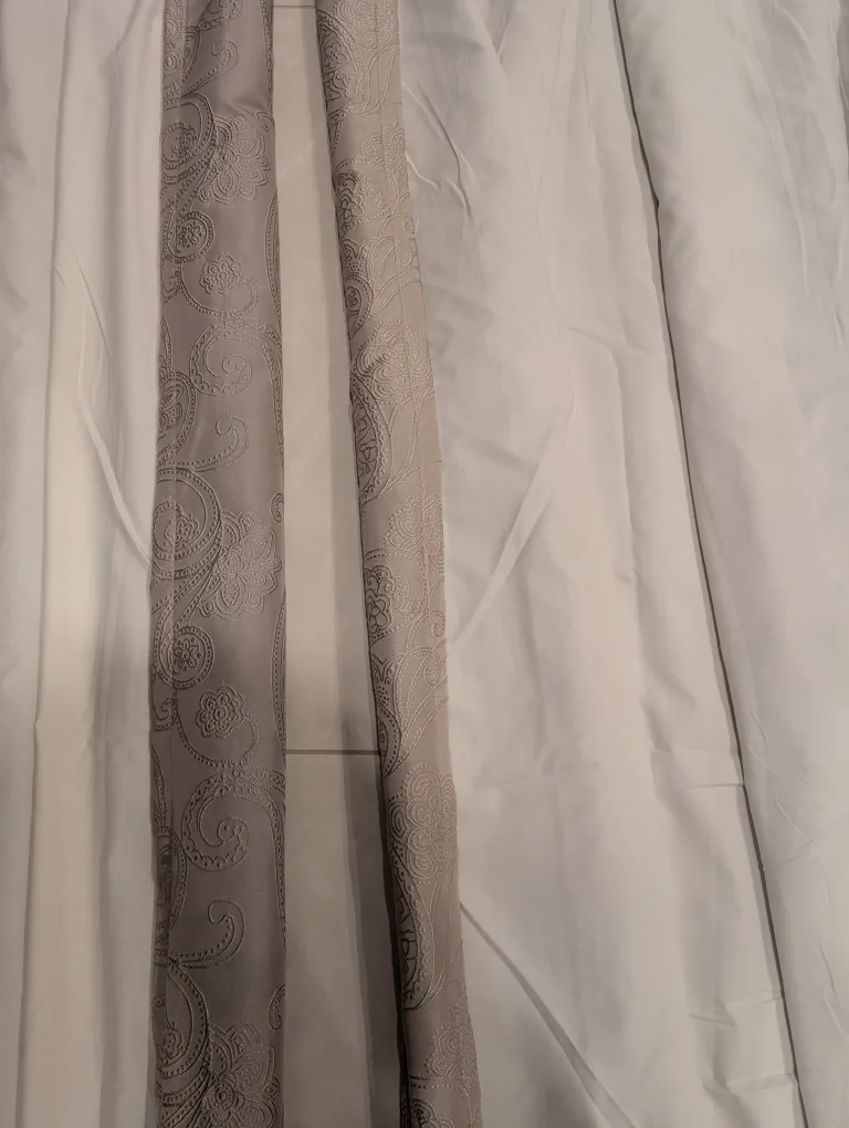 3 grey curtain panels: 97 inches tall, 54 inches wide image indicator(4)