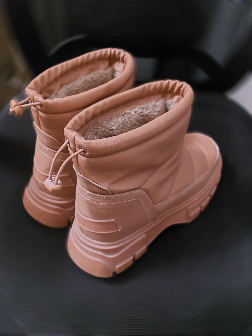 Women's Brown Faux Leather Winter Boots Size 10 - photo 3