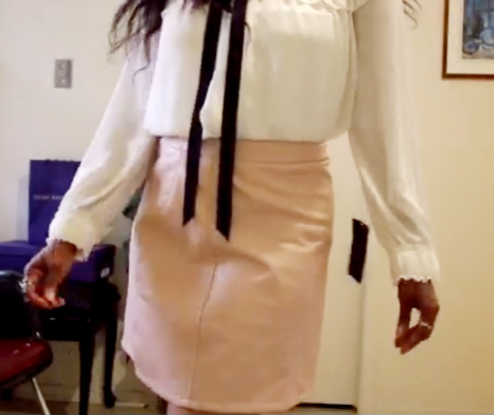 Pink Faux Leather Mini Skirt