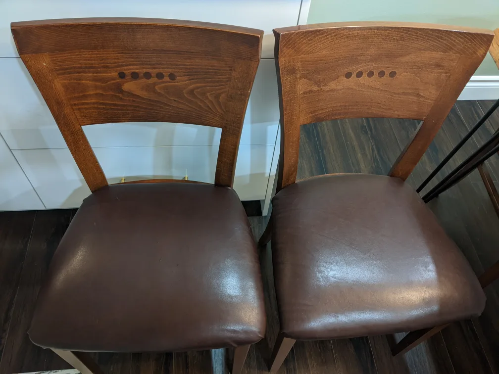 Set of 4 Wooden Leather Dining Chairs image indicator(2)