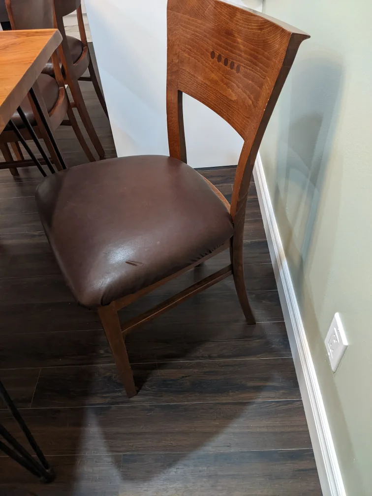 Set of 4 Wooden Leather Dining Chairs image indicator(4)