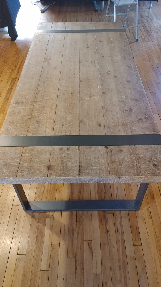 Large Rustic Wood Dining Table with Metal Legs thumbnail