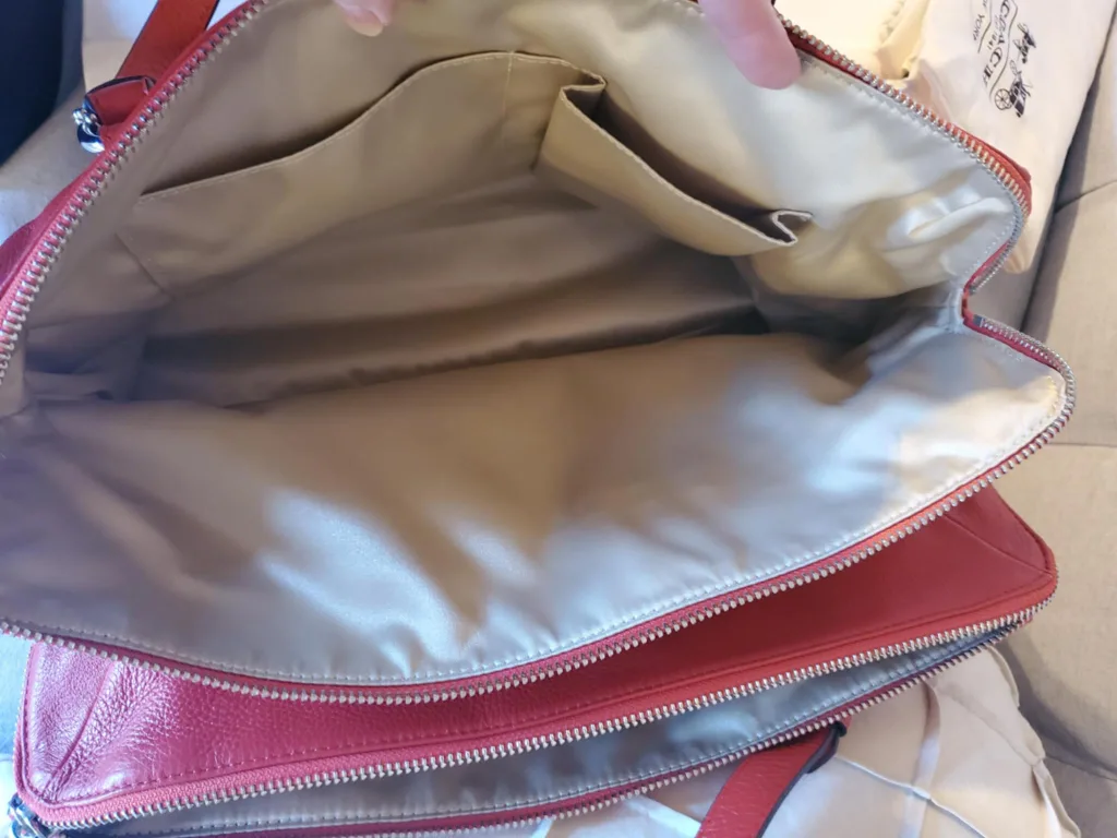 New Coach Red Leather Katheryn Triple Zipper Satchel. image indicator(8)