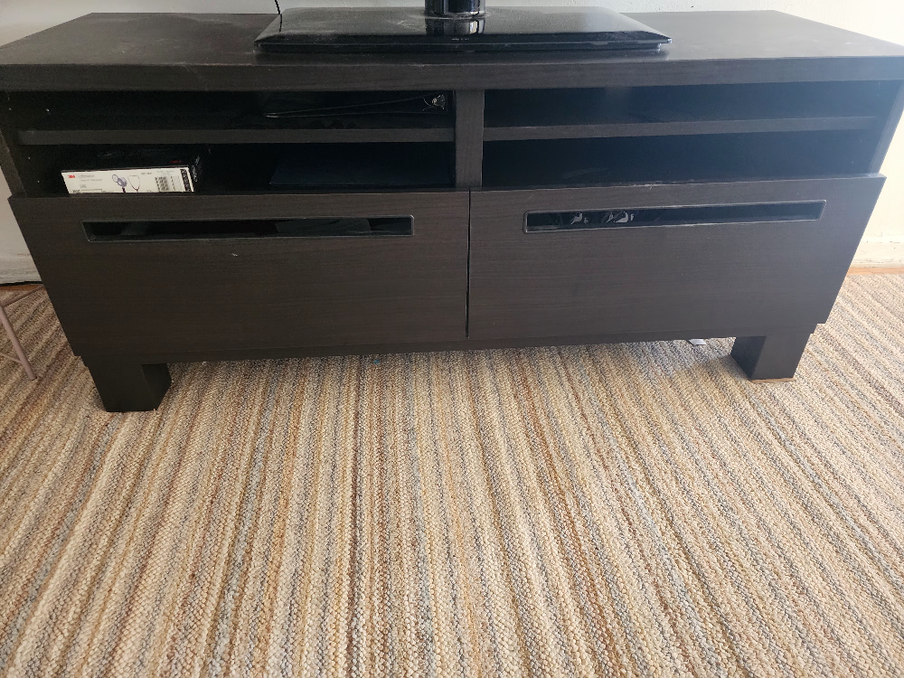 Dark Brown TV Stand with Two Drawers