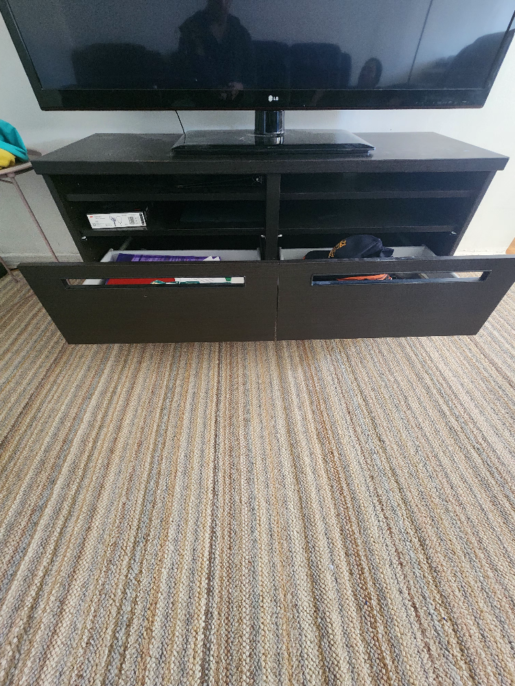 Dark Brown TV Stand with Two Drawers - photo 3