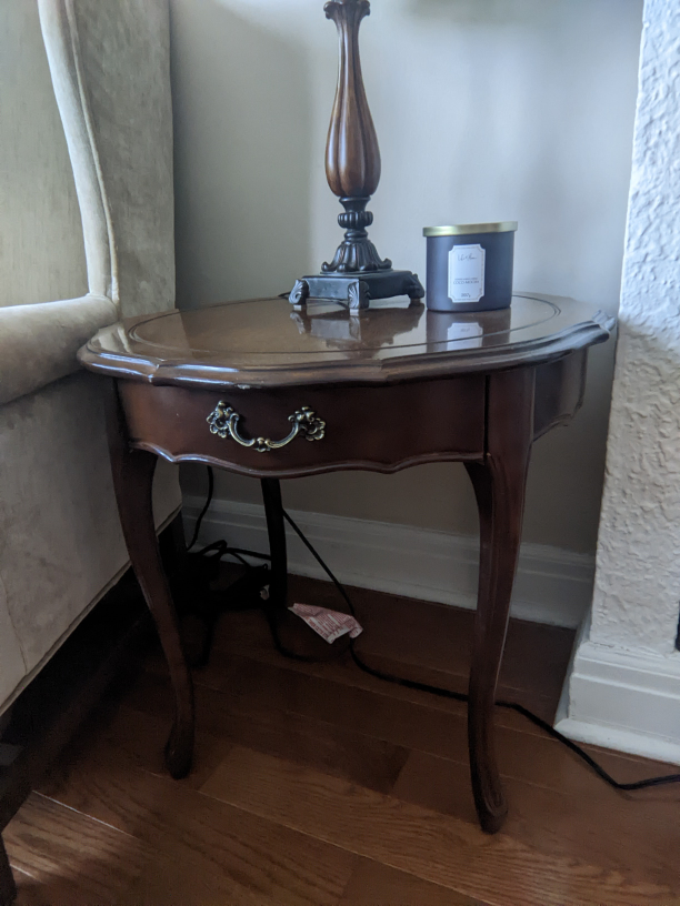 Vintage Wooden End Table with Drawer