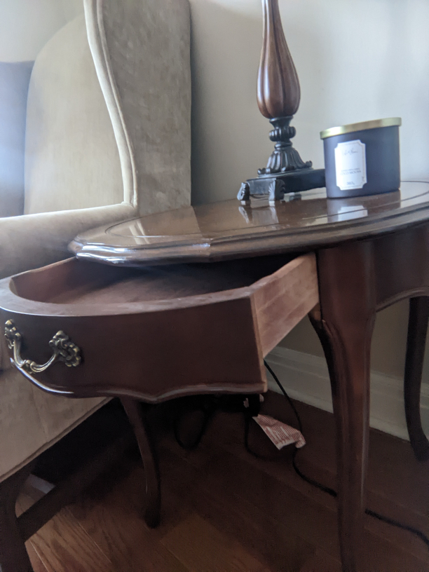 Vintage Wooden End Table with Drawer - photo 2