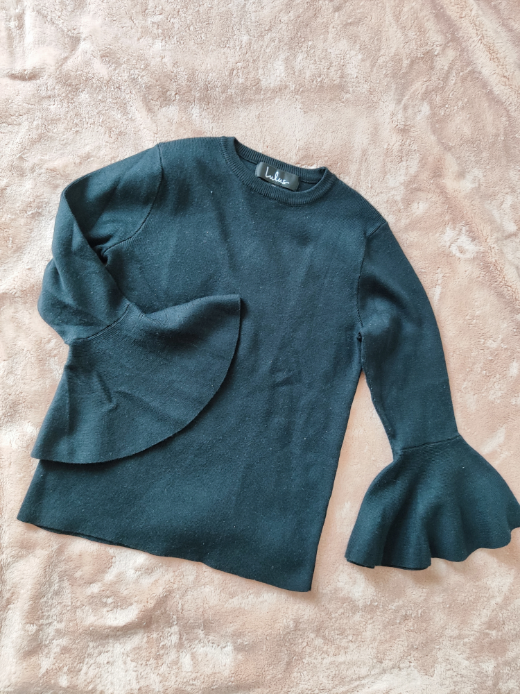 Lulus Black Bell Sleeve Sweater