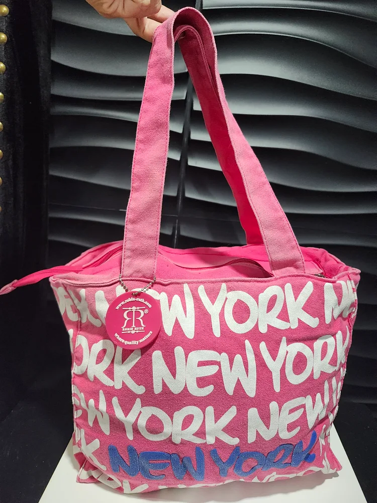 Pink New York City Graffiti Print Tote Bag image indicator(3)