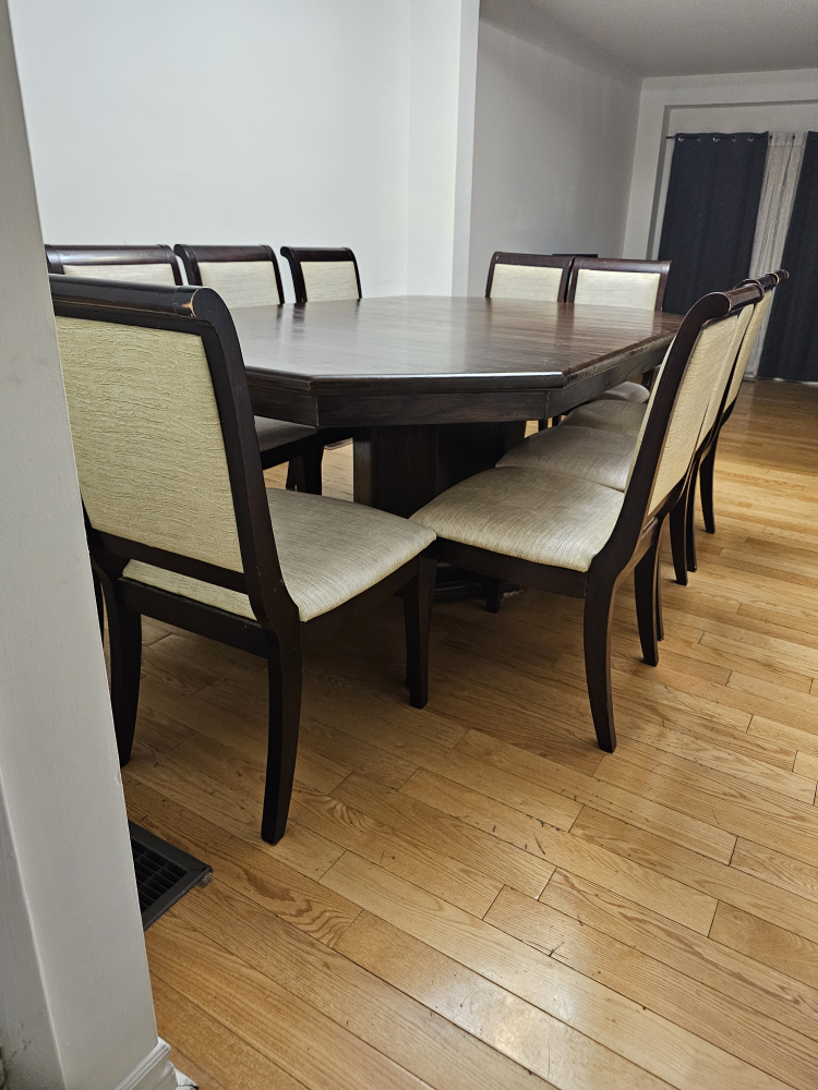 11-Piece Dining Set - Octagon Table & Beige Chairs - photo 2