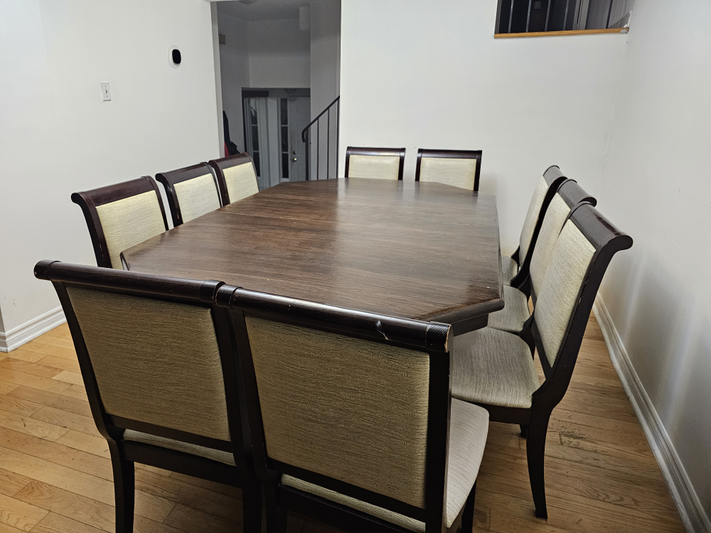 11-Piece Dining Set - Octagon Table & Beige Chairs - photo 3