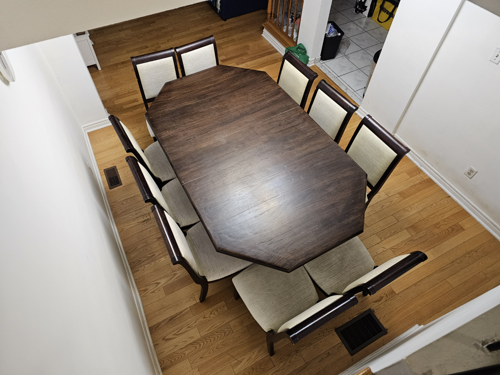 11-Piece Dining Set - Octagon Table & Beige Chairs - photo 4