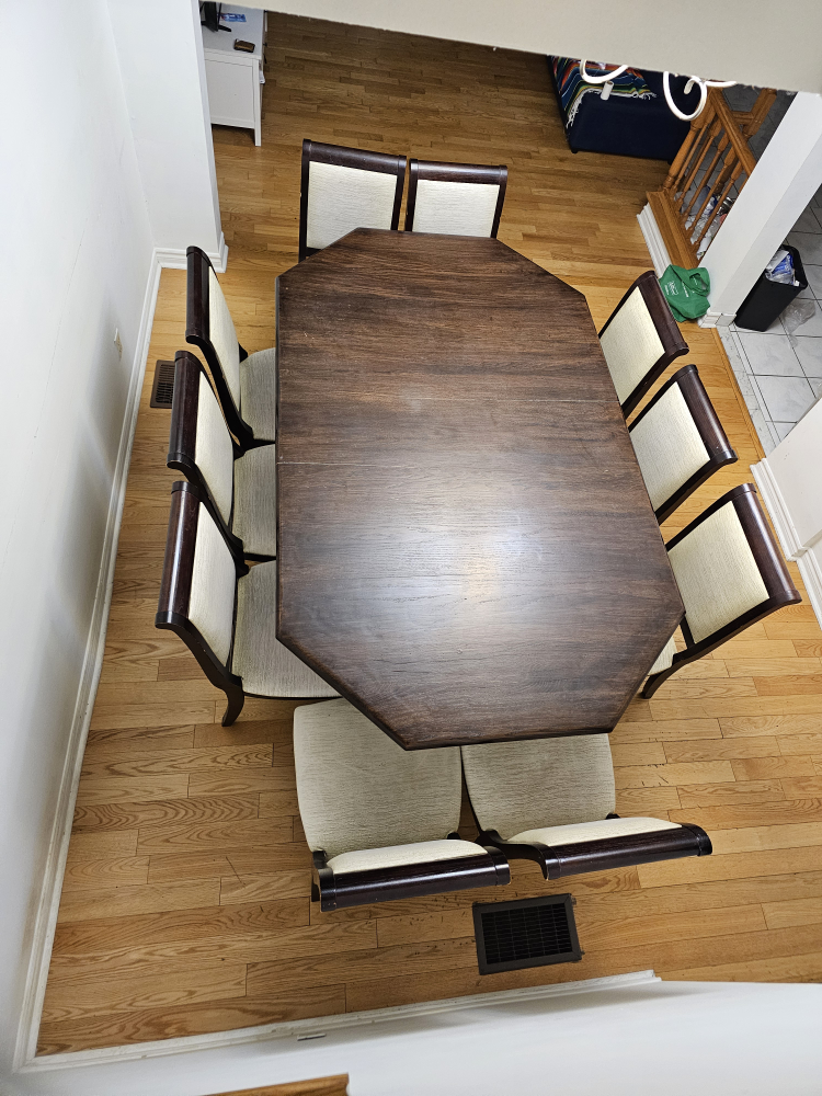 11-Piece Dining Set - Octagon Table & Beige Chairs - photo 5