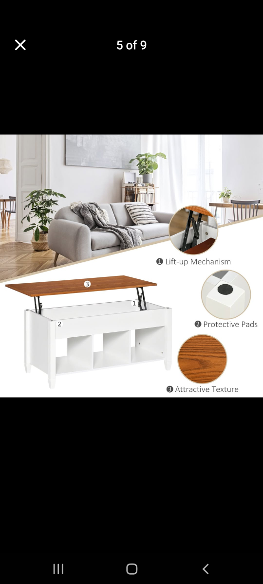 Lift Top Coffee Table w/ 3 Shelves & Hidden Storage Compartment - photo 4