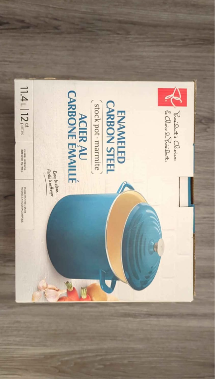 PC  Enameled Carbon Steel Stock Pot - Teal 12L