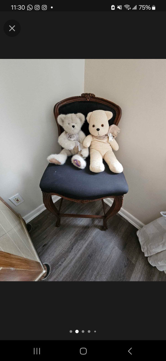 Antique-Style Bar Stool with Dark Upholstery