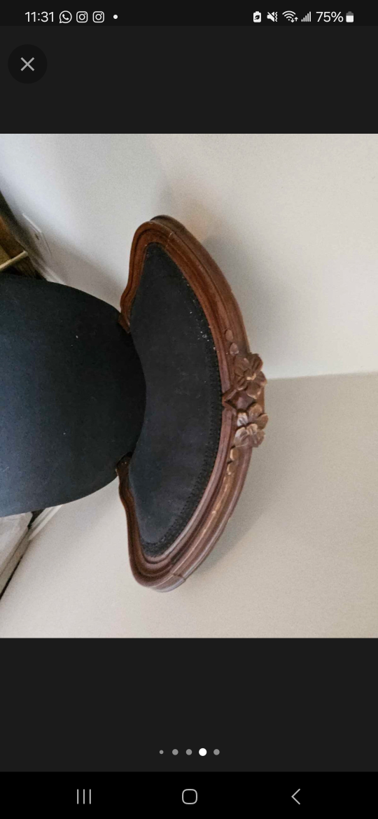 Antique-Style Bar Stool with Dark Upholstery - photo 3