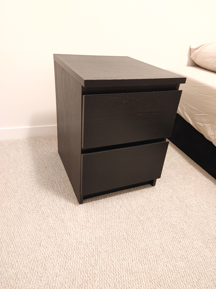 IKEA MALM Two-Drawer Nightstand - Black-Brown
