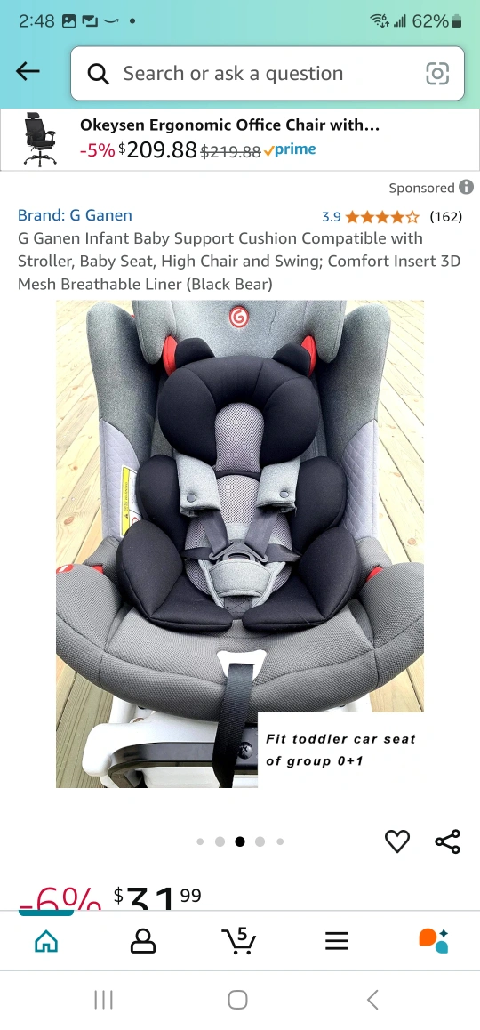 Ganen Baby Baby Car Seat Comfort Cushion Infant Carseat Insert G