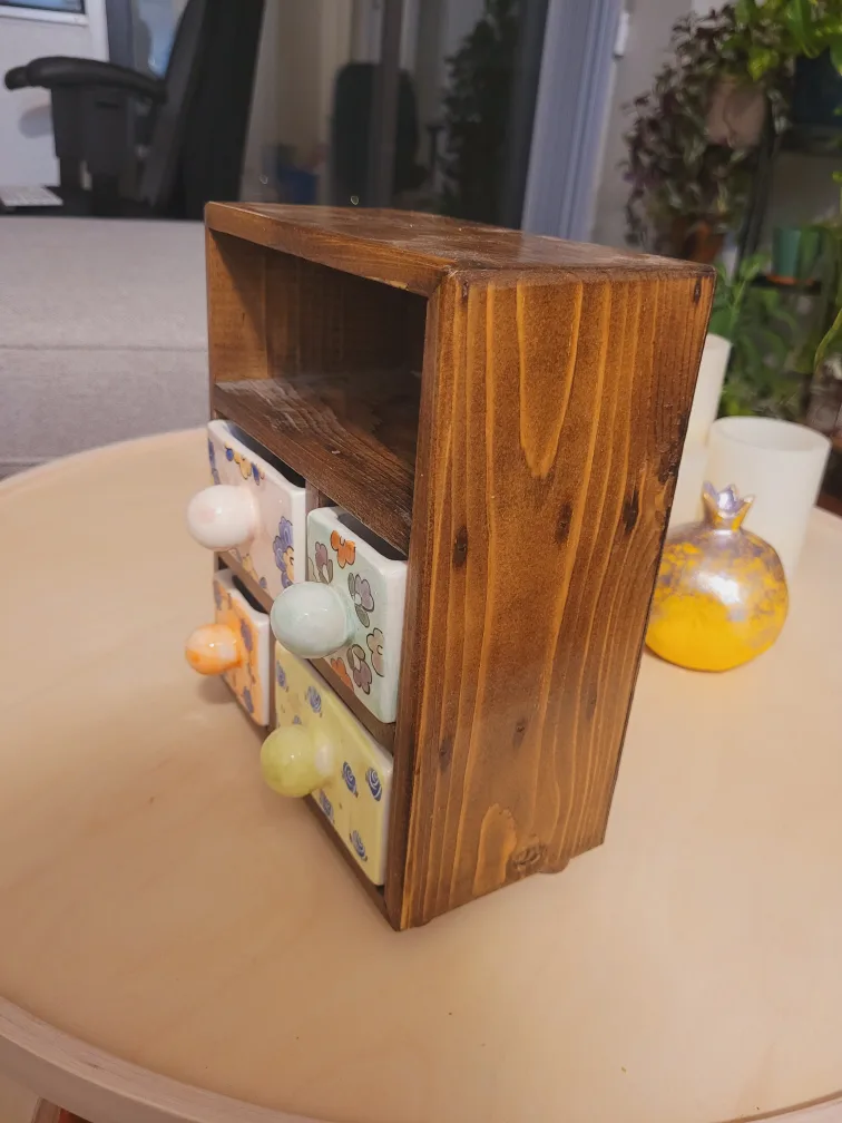 Persian Handmade Wooden organizer with ceramic drawers image indicator(3)