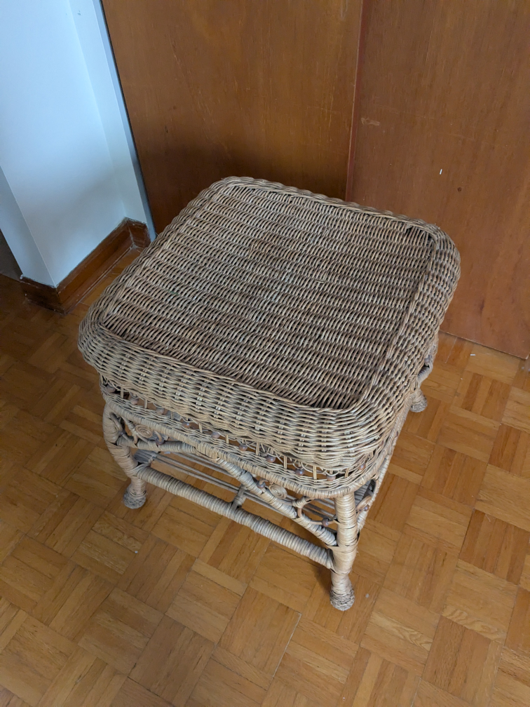Two Vintage Wicker End Tables