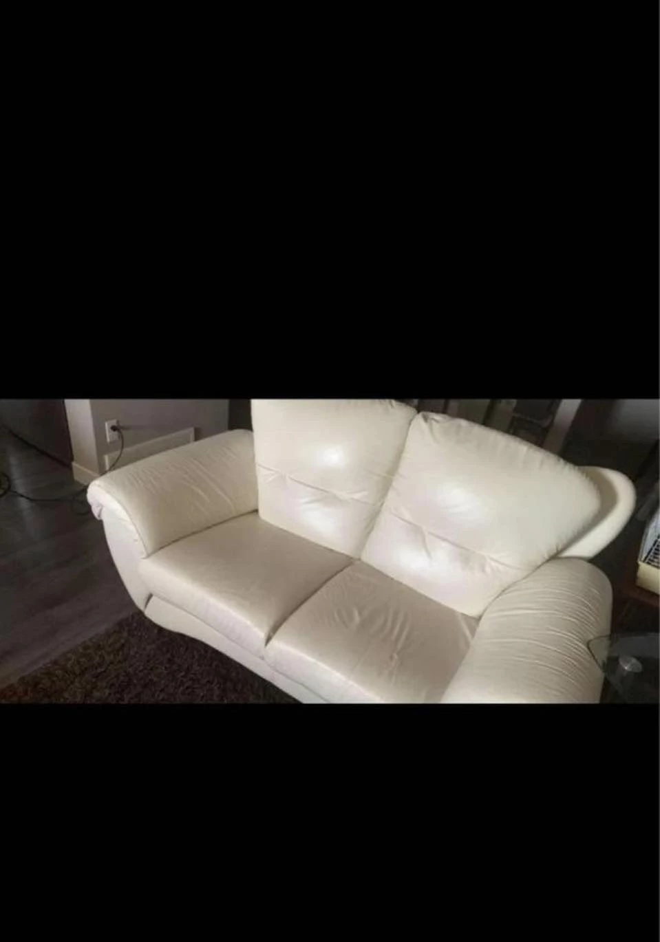 Off-white Leather Loveseat 2 - photo 4