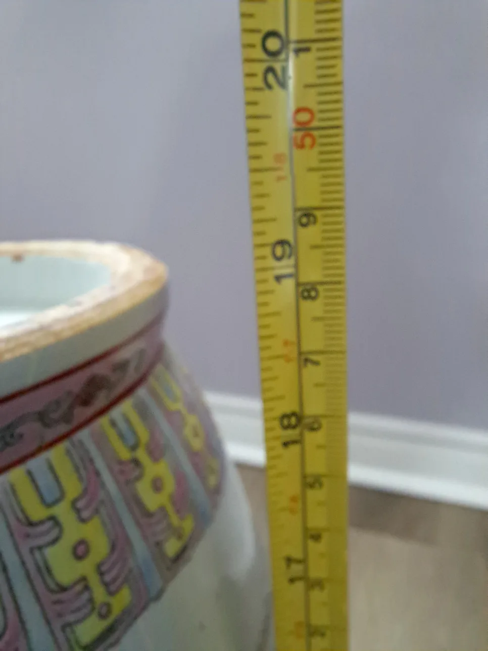 19" Large Vintage Chinese Porcelain Vase with Hand-Painted Scene image indicator(6)