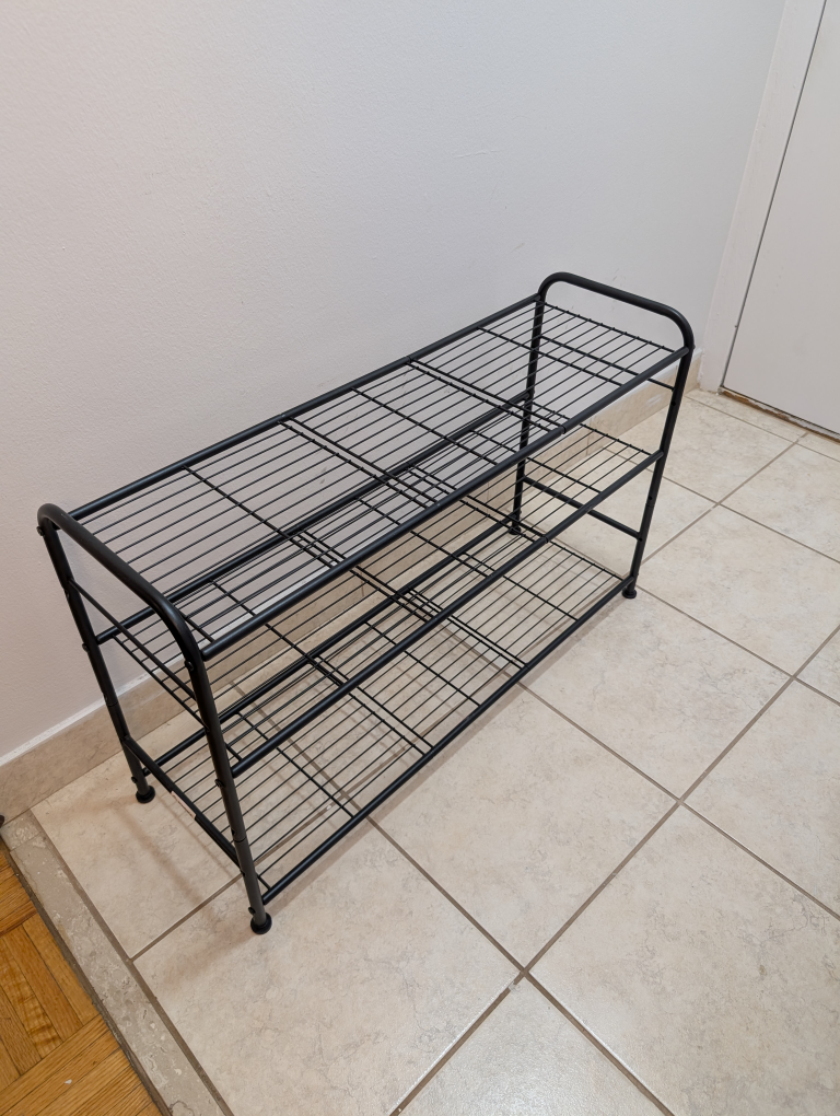 Three-Tier Black Metal Shoe Rack