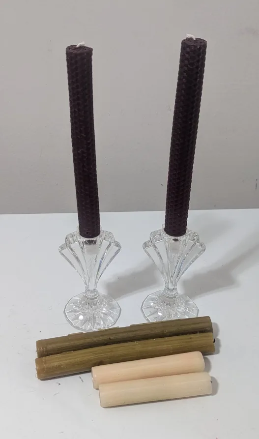 Pair of Crystal Candle Holders with Candles image indicator(2)