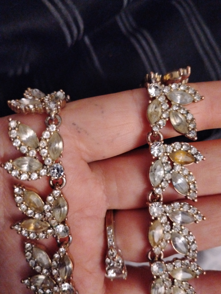Rhinestone Leaf Statement Necklace