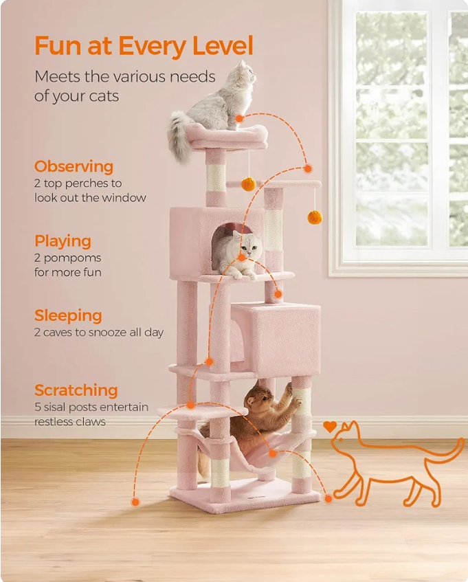 61 Inch Pink Cat Tree - photo 2