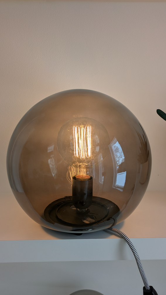 Smoked Glass Globe Table Lamp Ikea Fado - photo 2