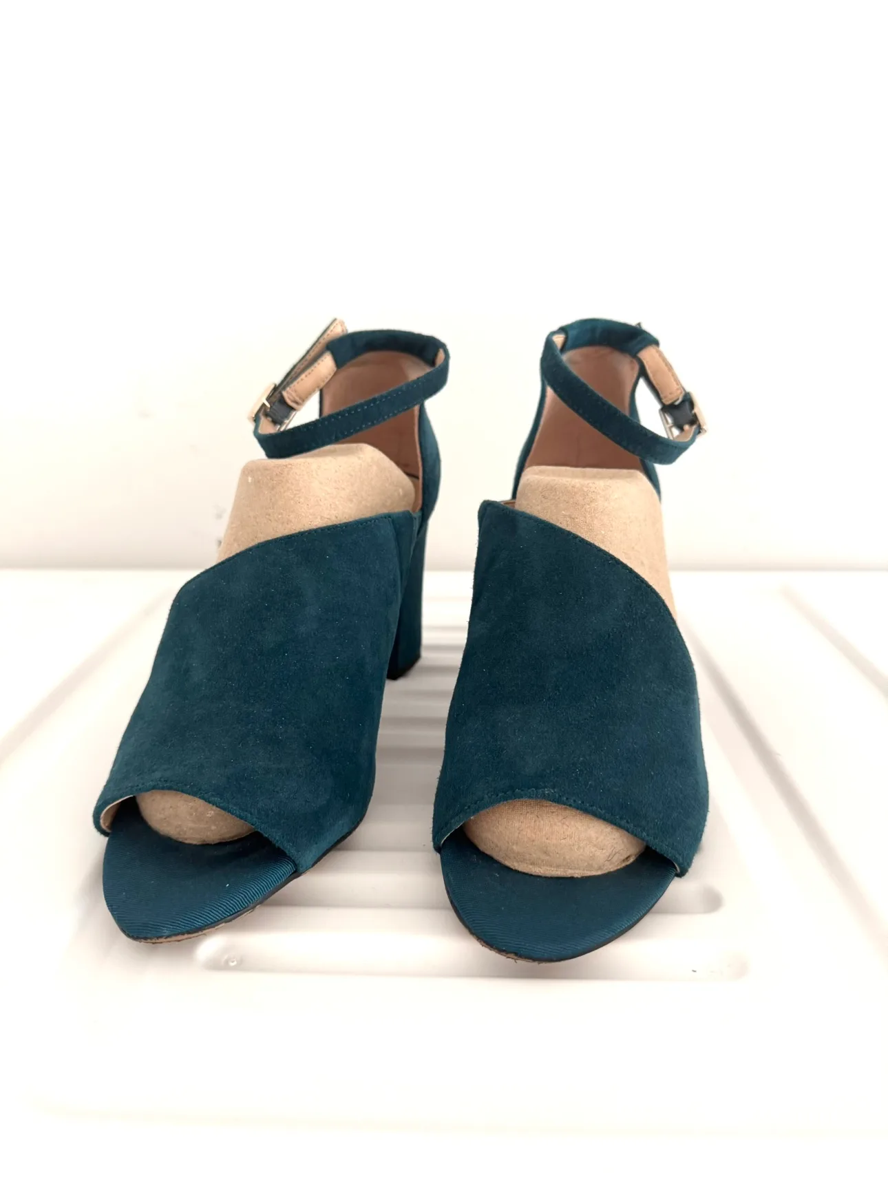 Franco Sarto Teal Suede Heels image indicator(2)