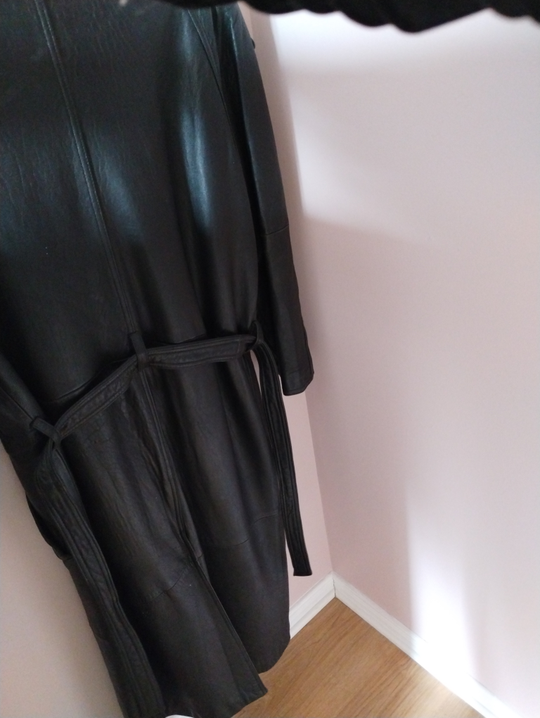 Vintage IOU Leather Collection Black Leather Trench Coat - photo 3