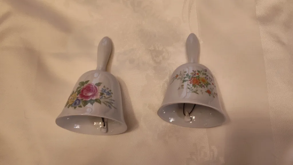 Pair of Vintage Porcelain Bells with Floral Design image indicator(3)