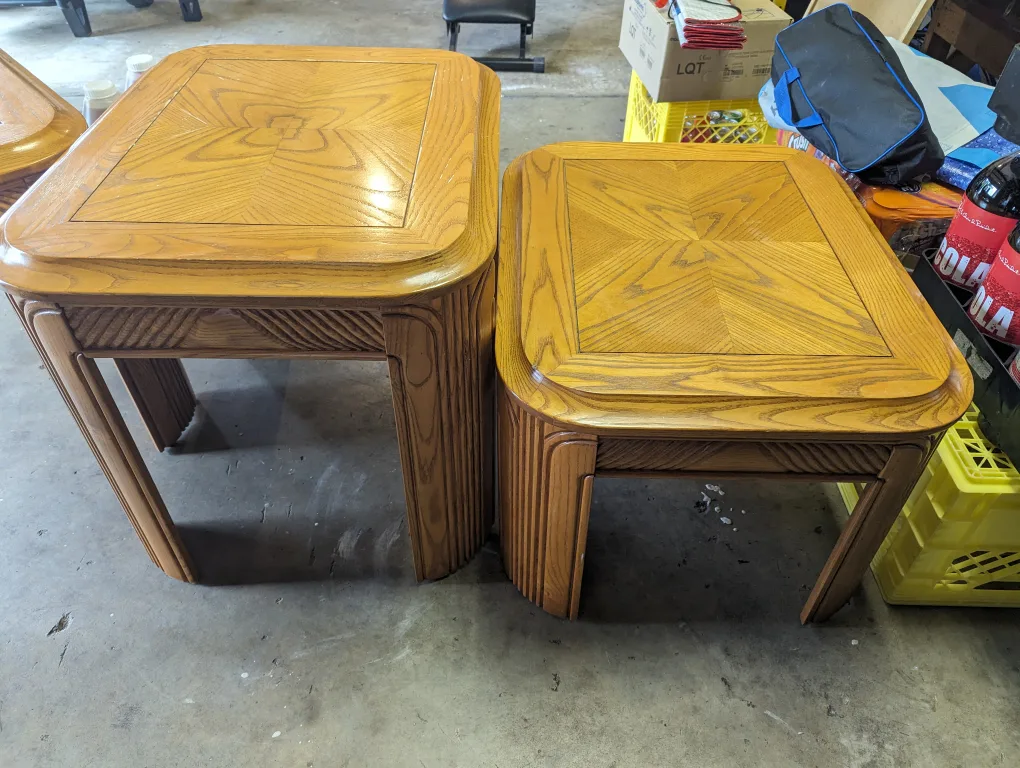 Vintage Wood Coffee Table and End Tables Set image indicator(2)
