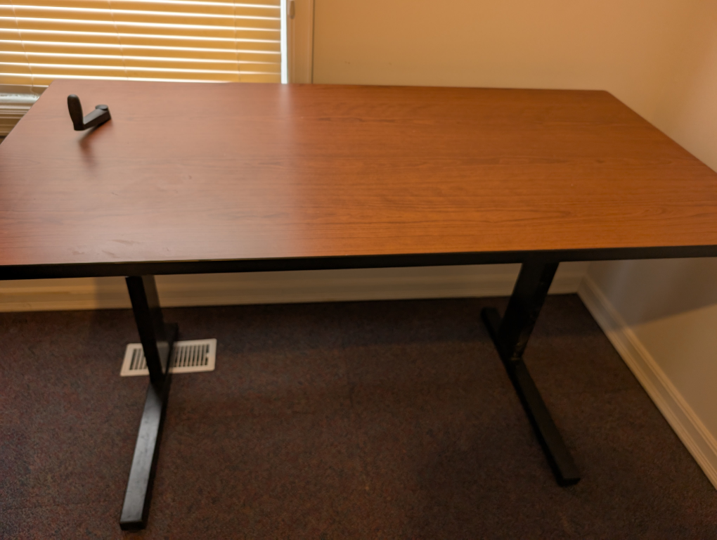Manual Height-Adjustable Table, 60" by 30", Free delivery