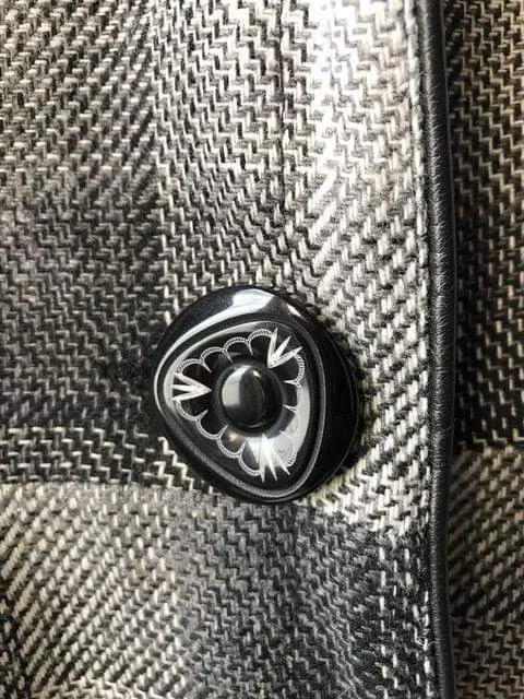 Women's Grey and Black Plaid Coat image indicator(6)