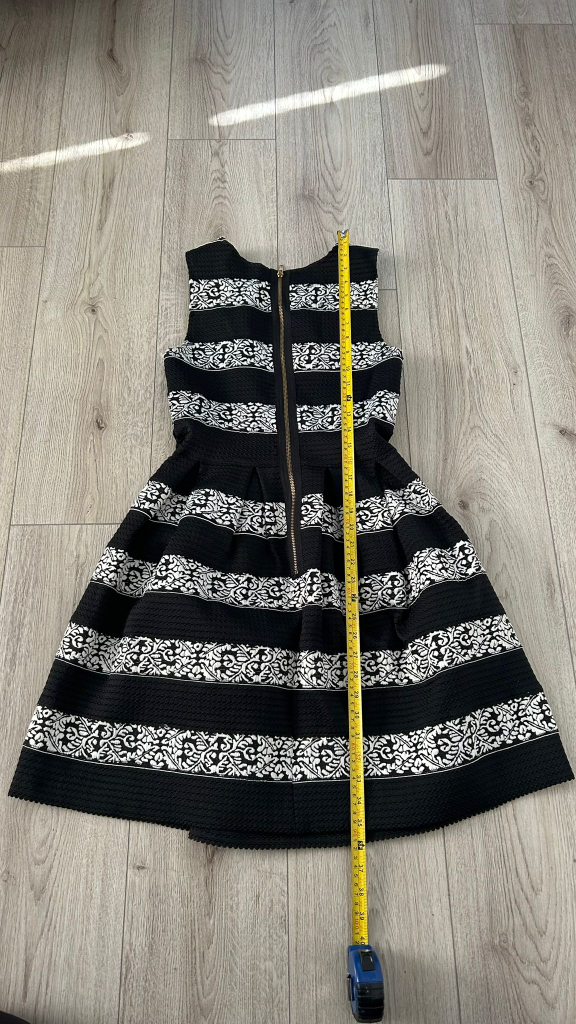 Black and White Striped Fit and Flare Dress - photo 3