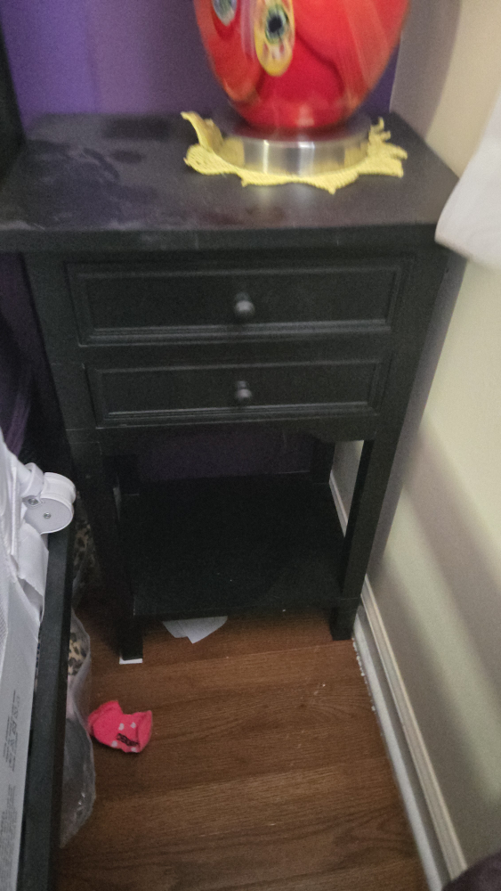 Black Two-Drawer Nightstand with Shelf