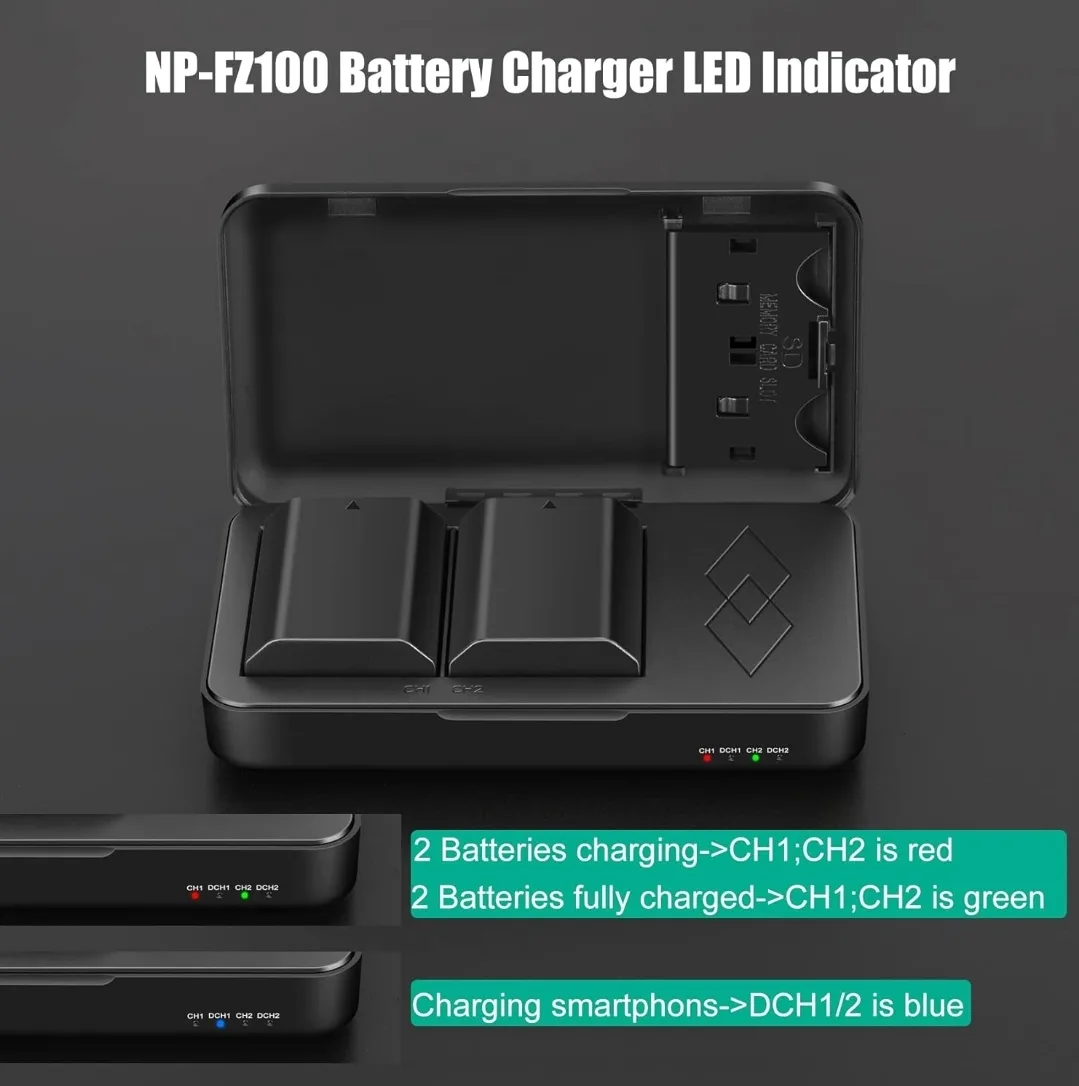 2280mAh NP-FZ100 Battery & Dual USB Charger for Sony A7 Series image indicator(8)