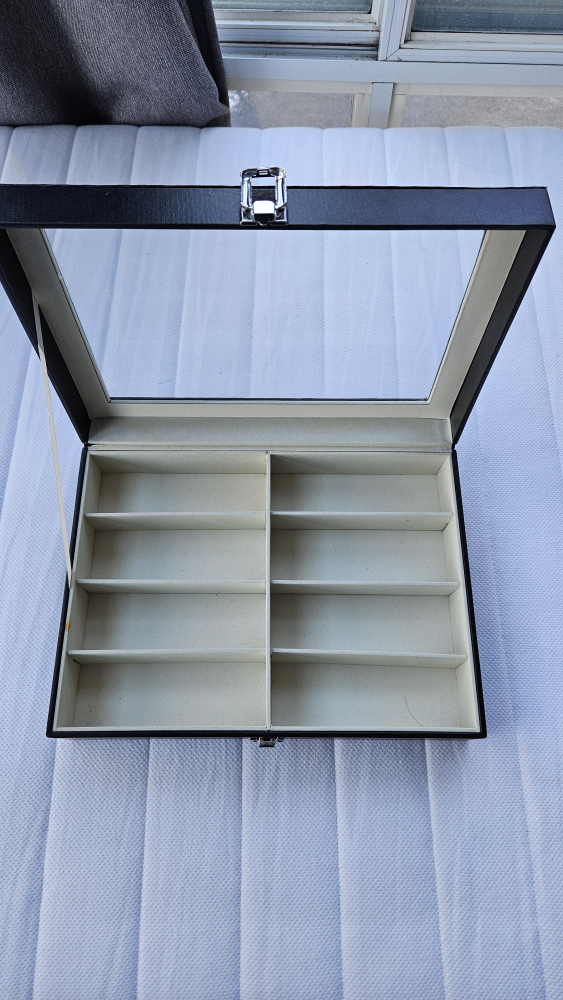 Black Sunglasses Organizer Case with 8 Compartments