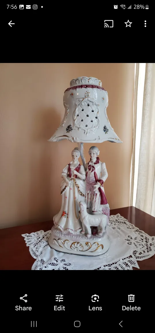 Vintage Porcelain Table Lamp with Figurines image indicator(3)