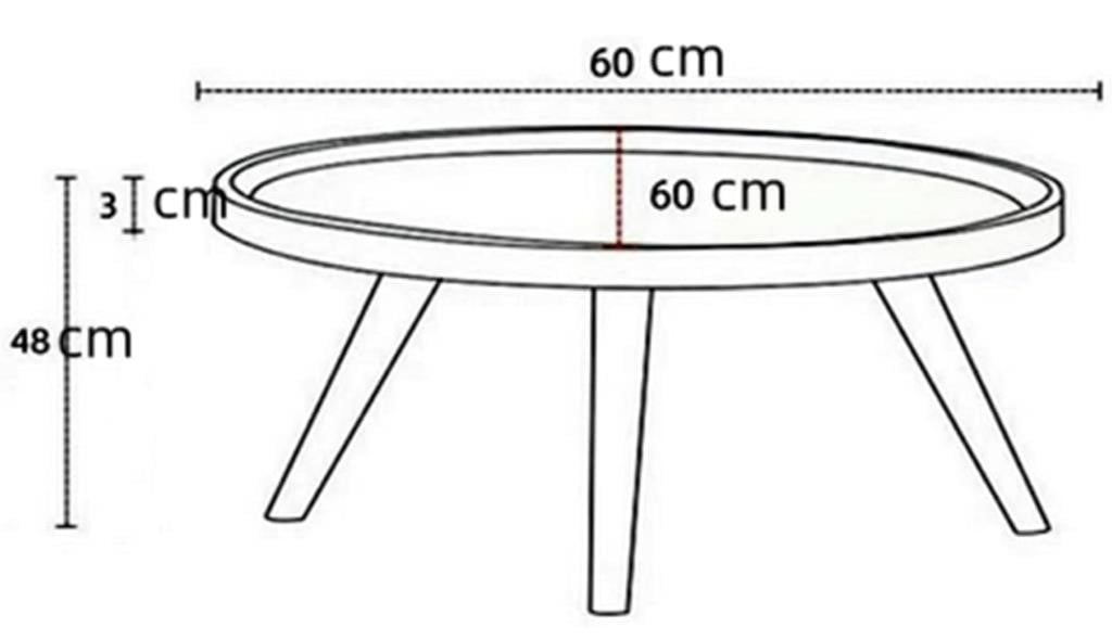 Round Wooden Coffee Table with Black Legs - photo 2