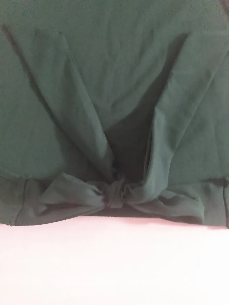 Halter Neck Tie Back Crop top-Dark Green-XL image indicator(3)