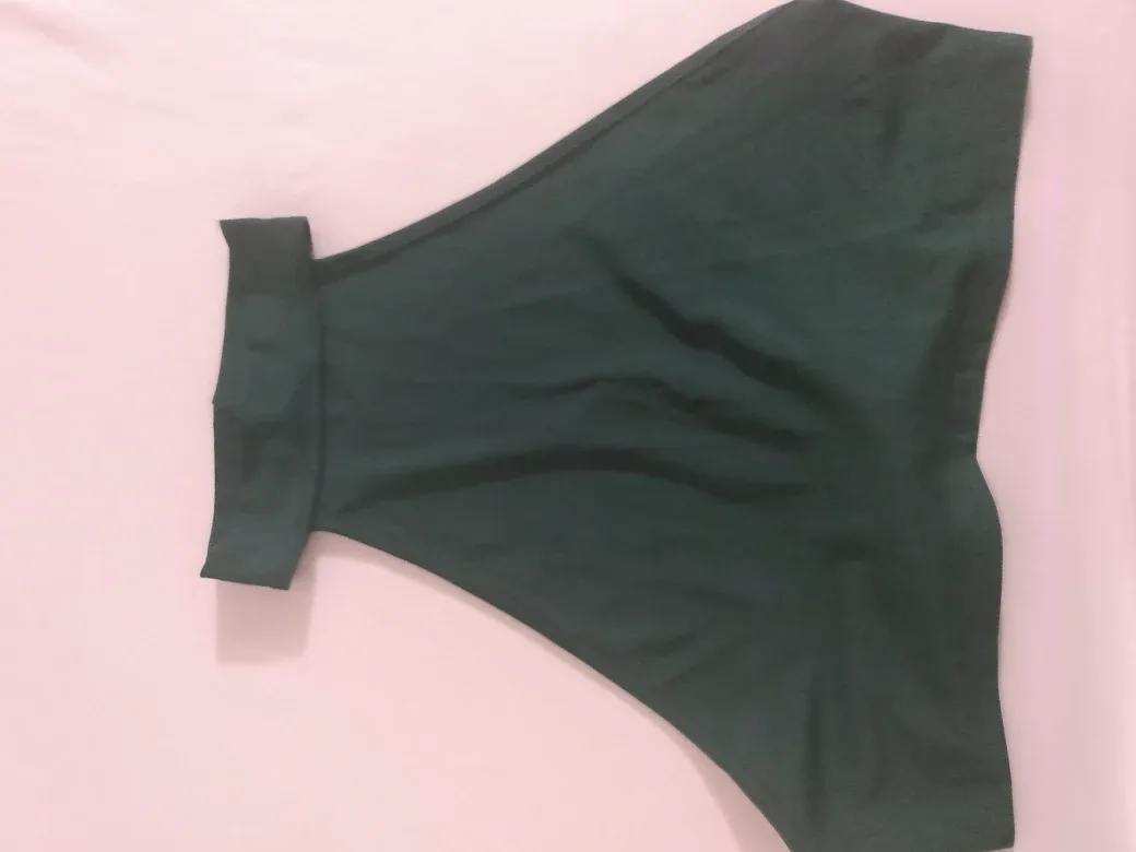 Halter Neck Tie Back Crop top-Dark Green-XL image indicator(5)