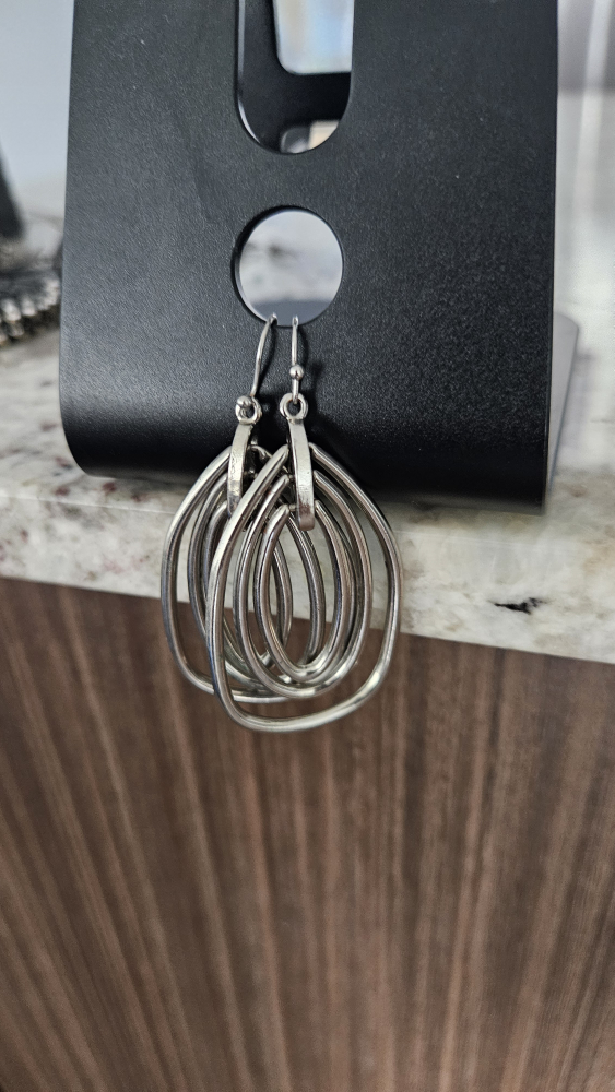 Silver Layered Teardrop Earrings - photo 2
