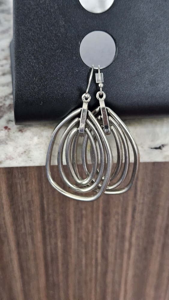 Silver Layered Teardrop Earrings - photo 3